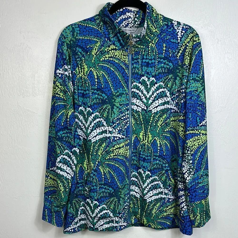 Sunsets & Sweet Tea Zip Front Long Sleeve Vibrant Jacket UPF50 Size XL